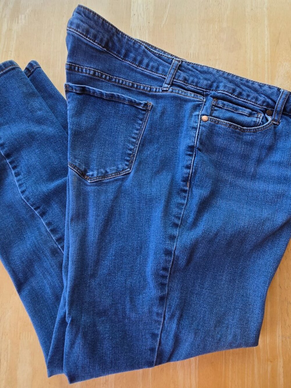 A.N.A. Women's Size 20W 5-Pocket Mid-Rise Denim Blue Jeans